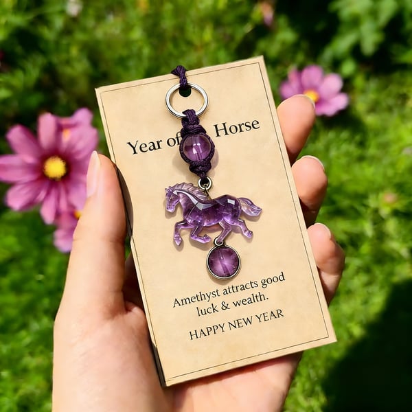 Lucky Amethyst Crystal Horse Keychain —✨ A Symbol of Wisdom & Success🔥 (2026)