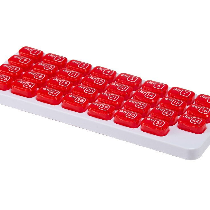 🔥Last Day 49% OFF -💊Monthly Pill Organizer with Lid - Arthritis-Friendly Easy-Open Lids 31 Removable Daily Pill Pods Date Reminder & Travel Case for Vitamins & Medications