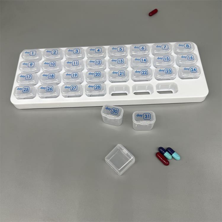 🔥Last Day 49% OFF -💊Monthly Pill Organizer with Lid - Arthritis-Friendly Easy-Open Lids 31 Removable Daily Pill Pods Date Reminder & Travel Case for Vitamins & Medications