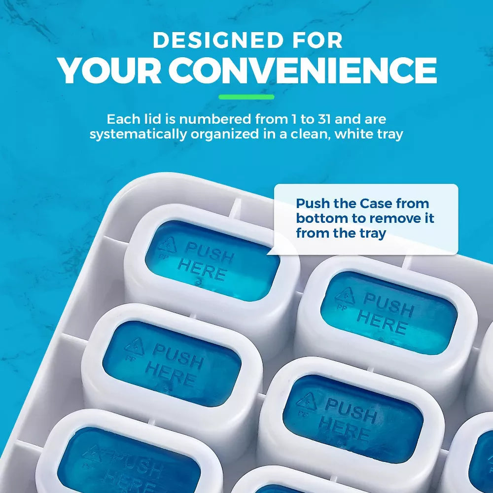 🔥Last Day 49% OFF -💊Monthly Pill Organizer with Lid - Arthritis-Friendly Easy-Open Lids 31 Removable Daily Pill Pods Date Reminder & Travel Case for Vitamins & Medications