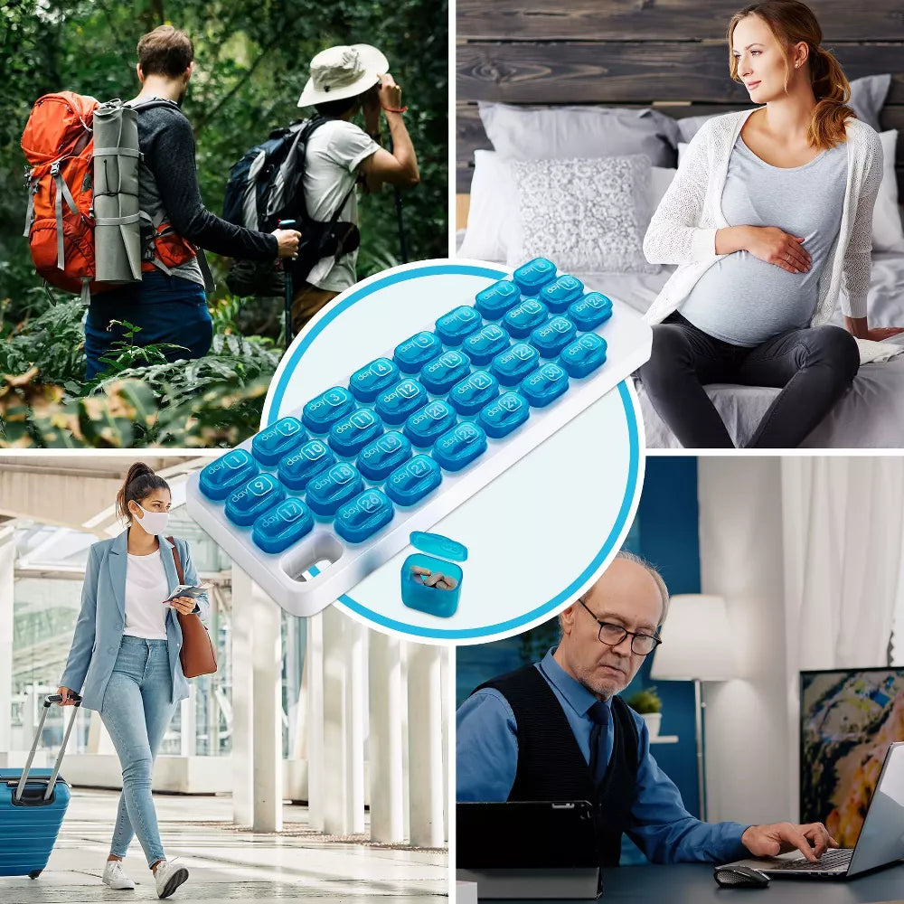 🔥Last Day 49% OFF -💊Monthly Pill Organizer with Lid - Arthritis-Friendly Easy-Open Lids 31 Removable Daily Pill Pods Date Reminder & Travel Case for Vitamins & Medications