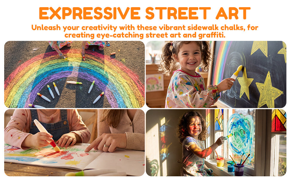 🎨 Washable Sidewalk Chalk Paint Brush Set for Kids