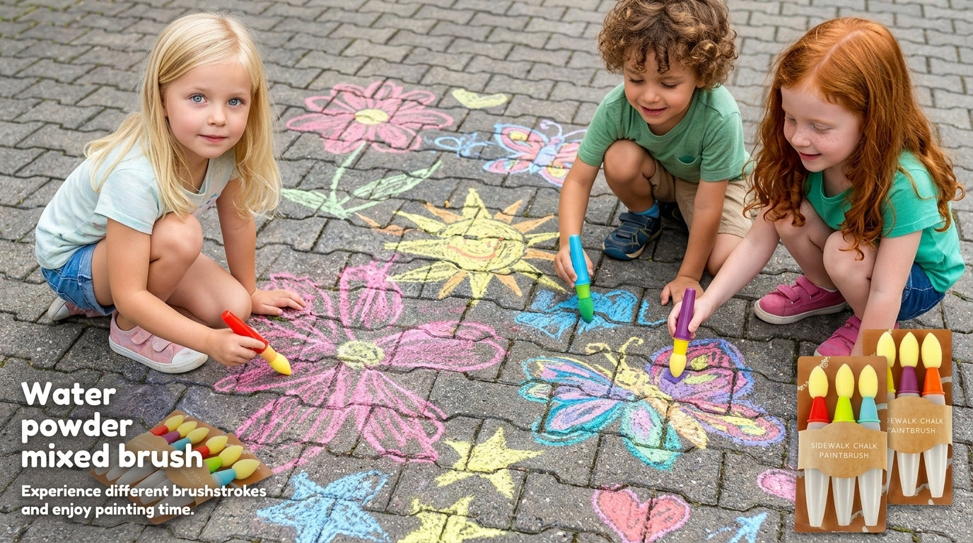 🎨 Washable Sidewalk Chalk Paint Brush Set for Kids