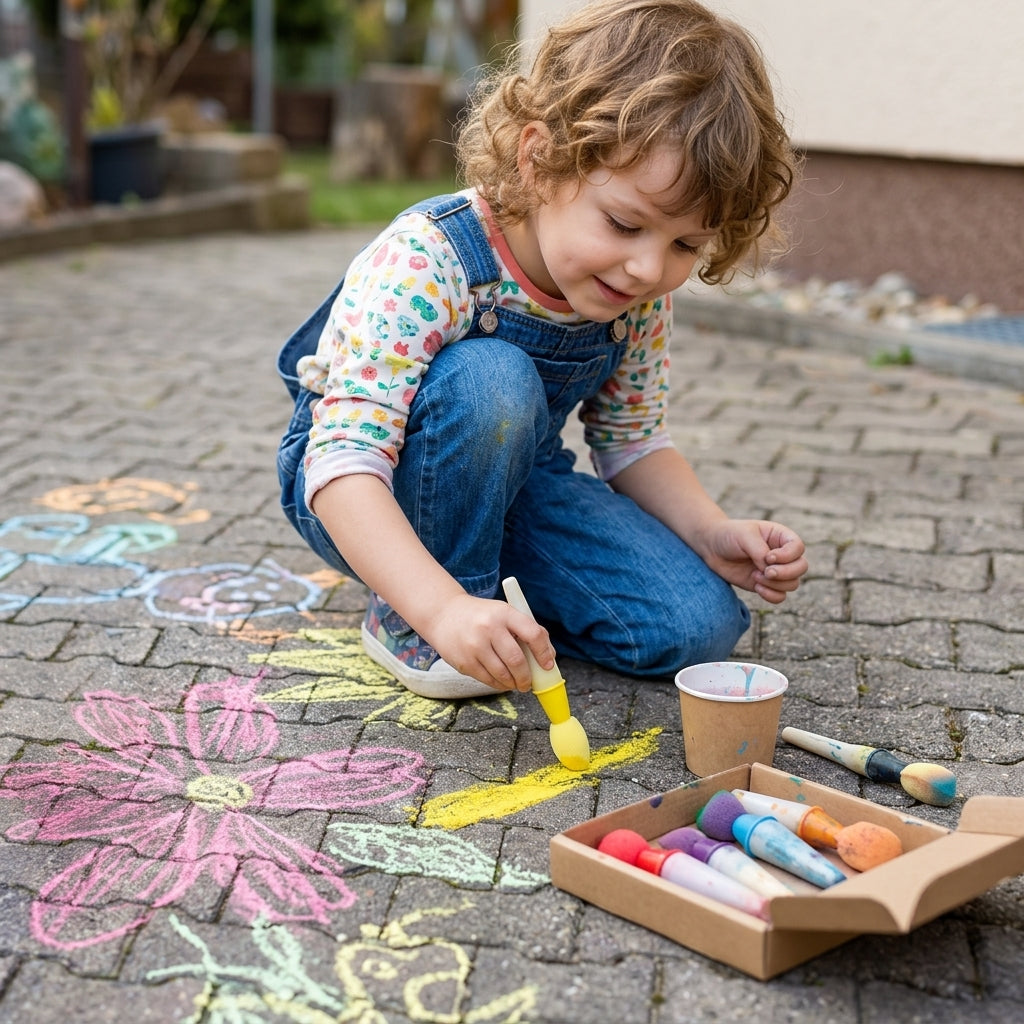 🎨 Washable Sidewalk Chalk Paint Brush Set for Kids