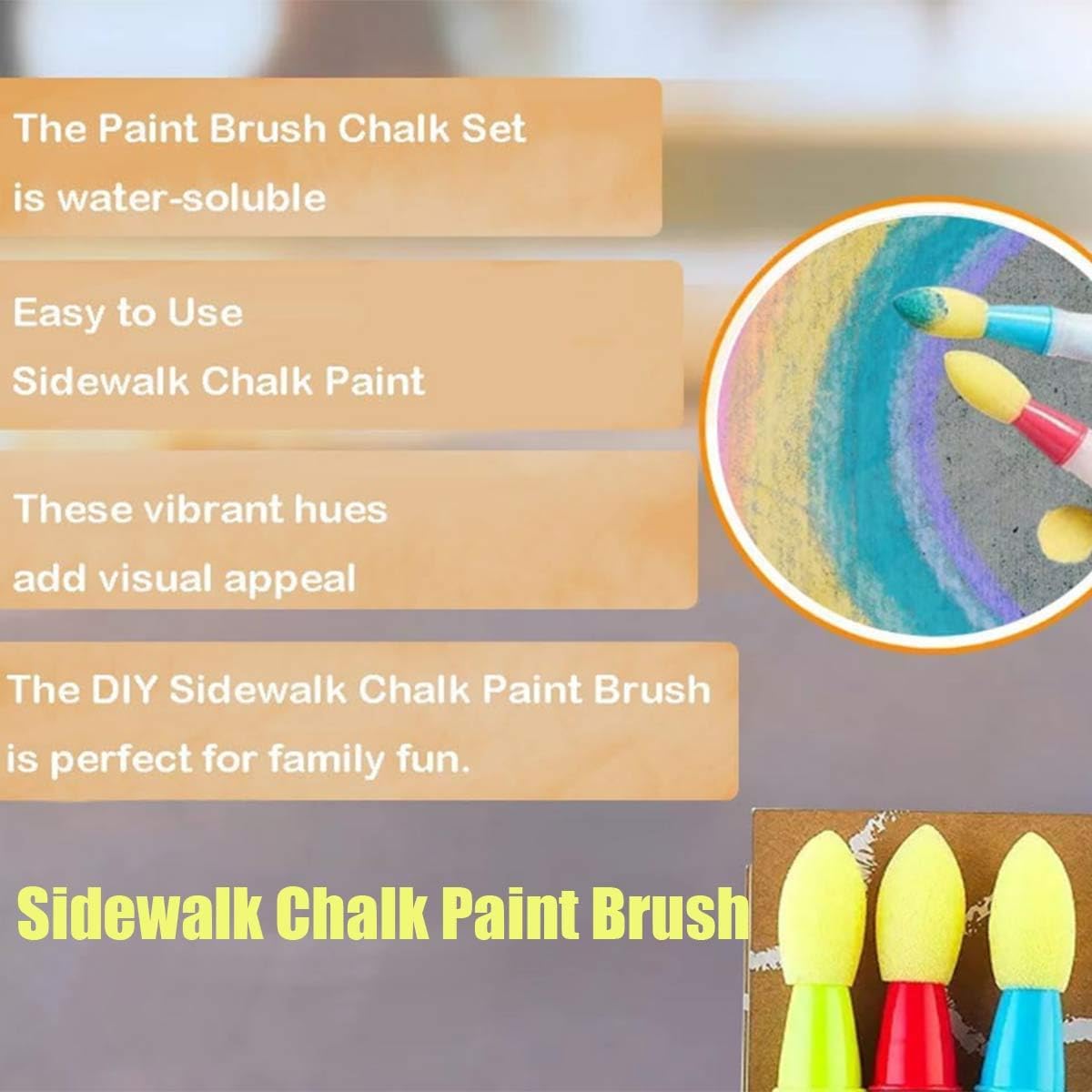 🎨 Washable Sidewalk Chalk Paint Brush Set for Kids