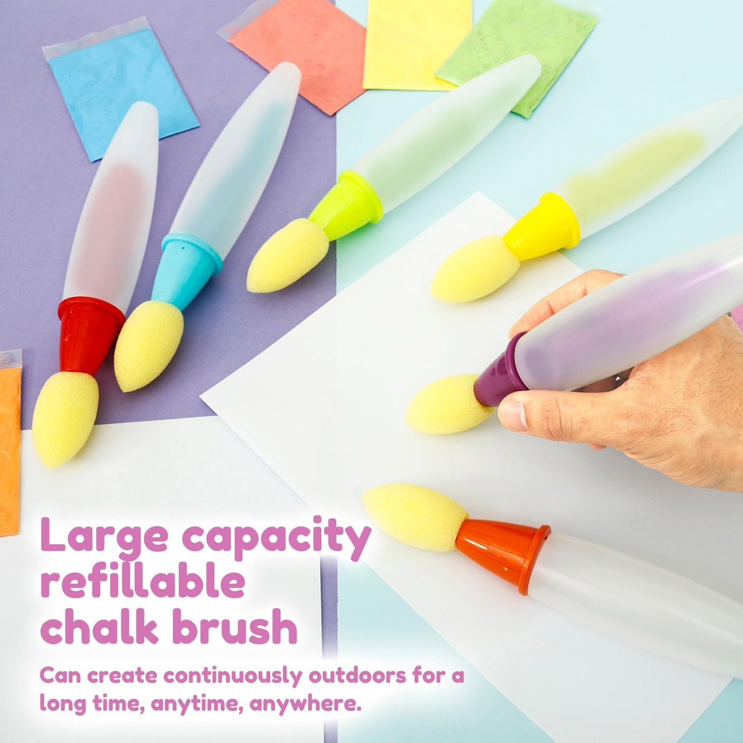 🎨 Washable Sidewalk Chalk Paint Brush Set for Kids